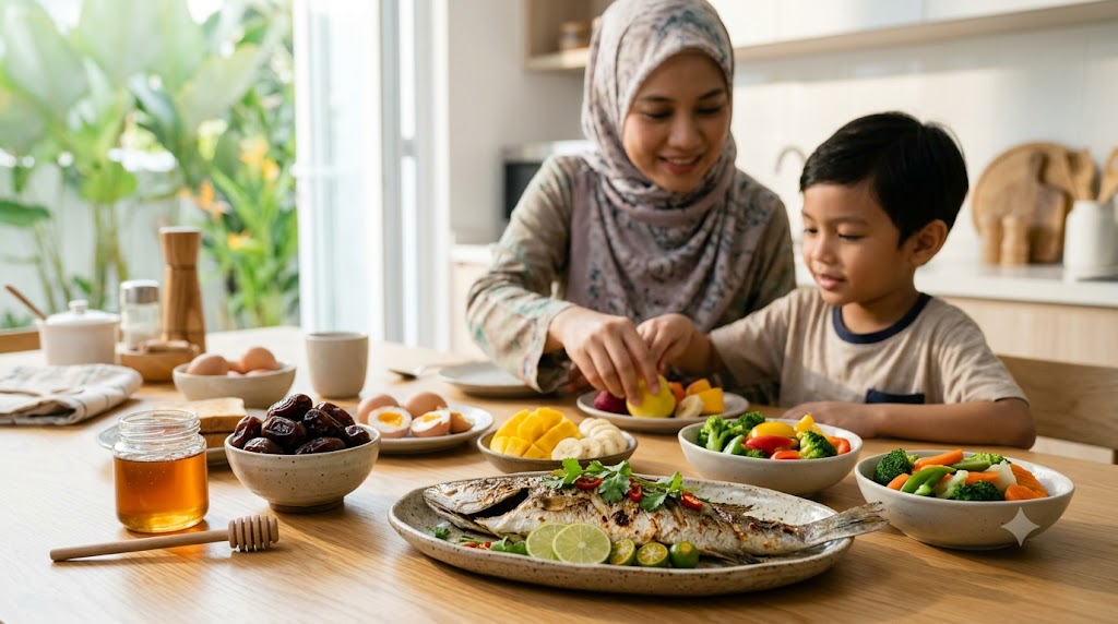 Kurma madu dan sumber Omega-3 untuk pemakanan anak